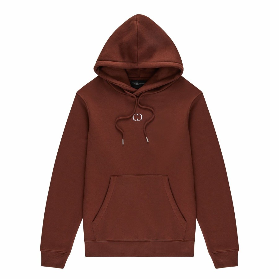 Mens Criminal Damage Hoodies | Eco Essential Hood - Rust • Simplemenclothe